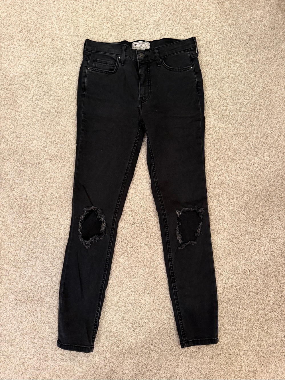 Free People Black Ripped Skinny Jeans